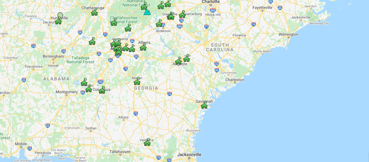 MAp of UU Congregations in the Southeast
